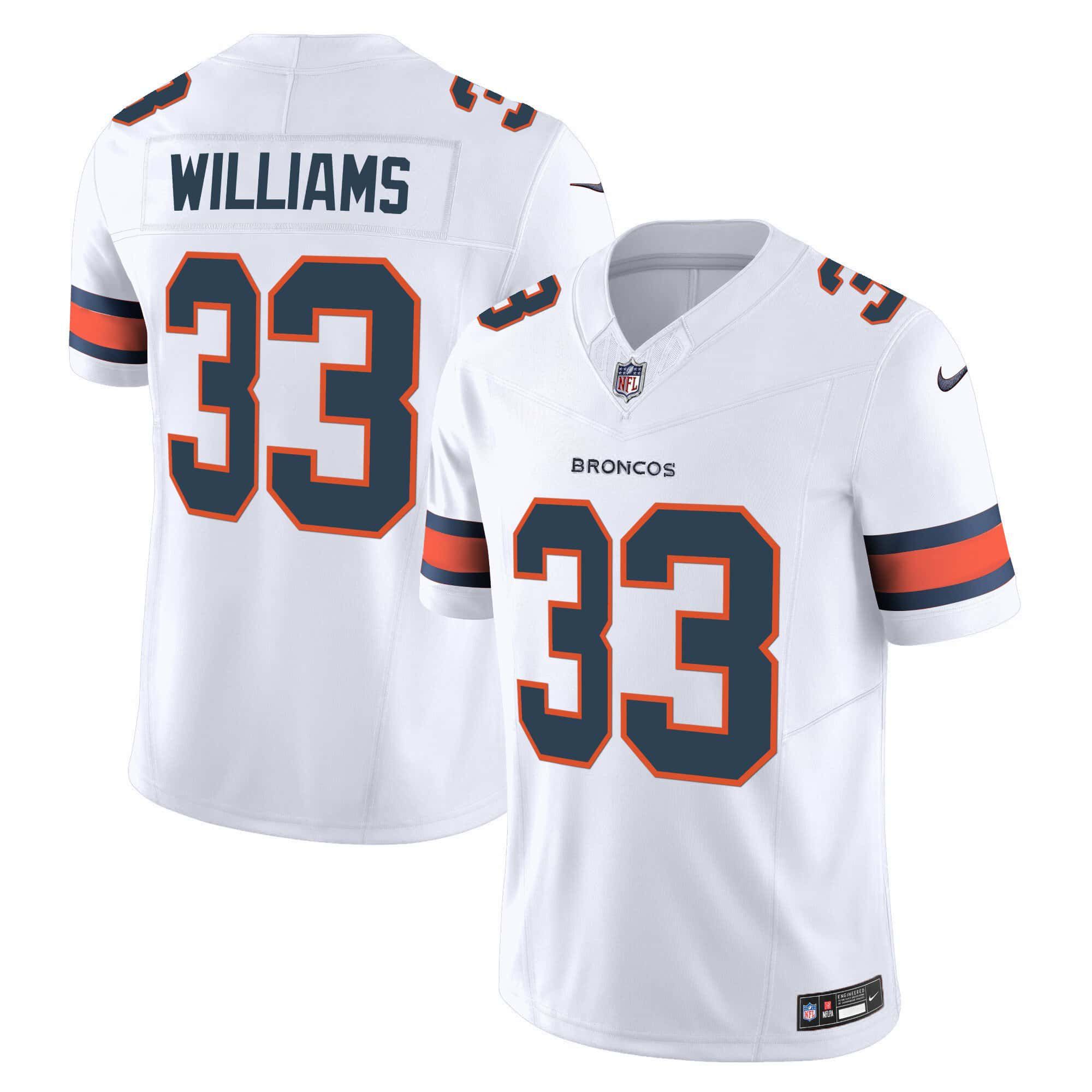 Men Denver Broncos #33 Williams White 2024 Nike Vapor Limited NFL Jersey style 1->indianapolis colts->NFL Jersey